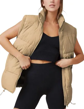 Athlisan Womens Zip Up Puffer Vest Stand Collar Sleeveless Padded Jacket Coat