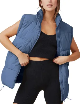 Athlisan Womens Zip Up Puffer Vest Stand Collar Sleeveless Padded Jacket Coat