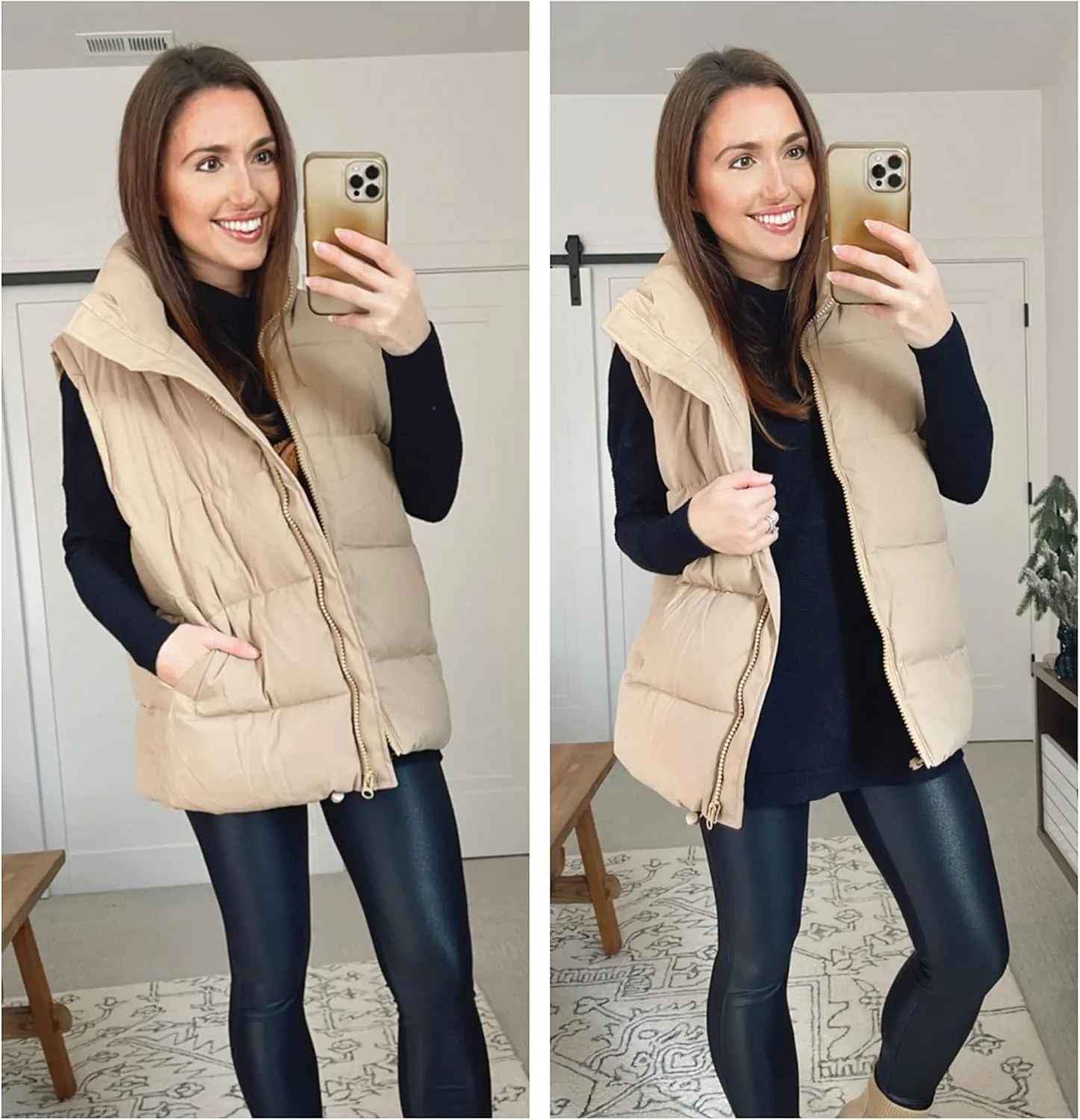 Athlisan Womens Zip Up Puffer Vest Stand Collar Sleeveless Padded Jacket Coat