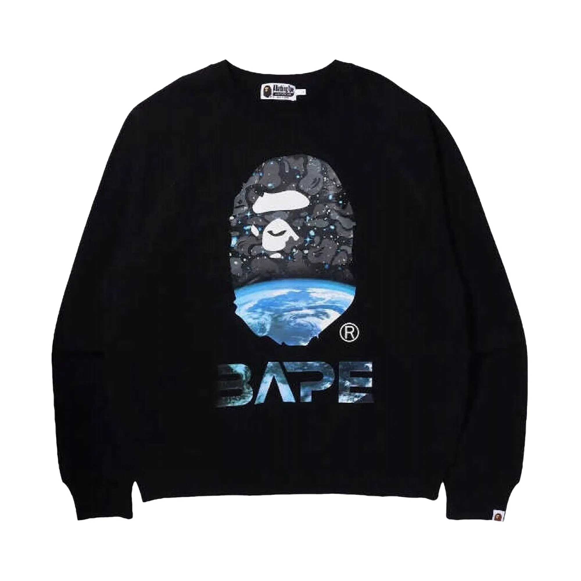 BAPE Loose Fit Crew Neck Monkey Head Space Camo , black color