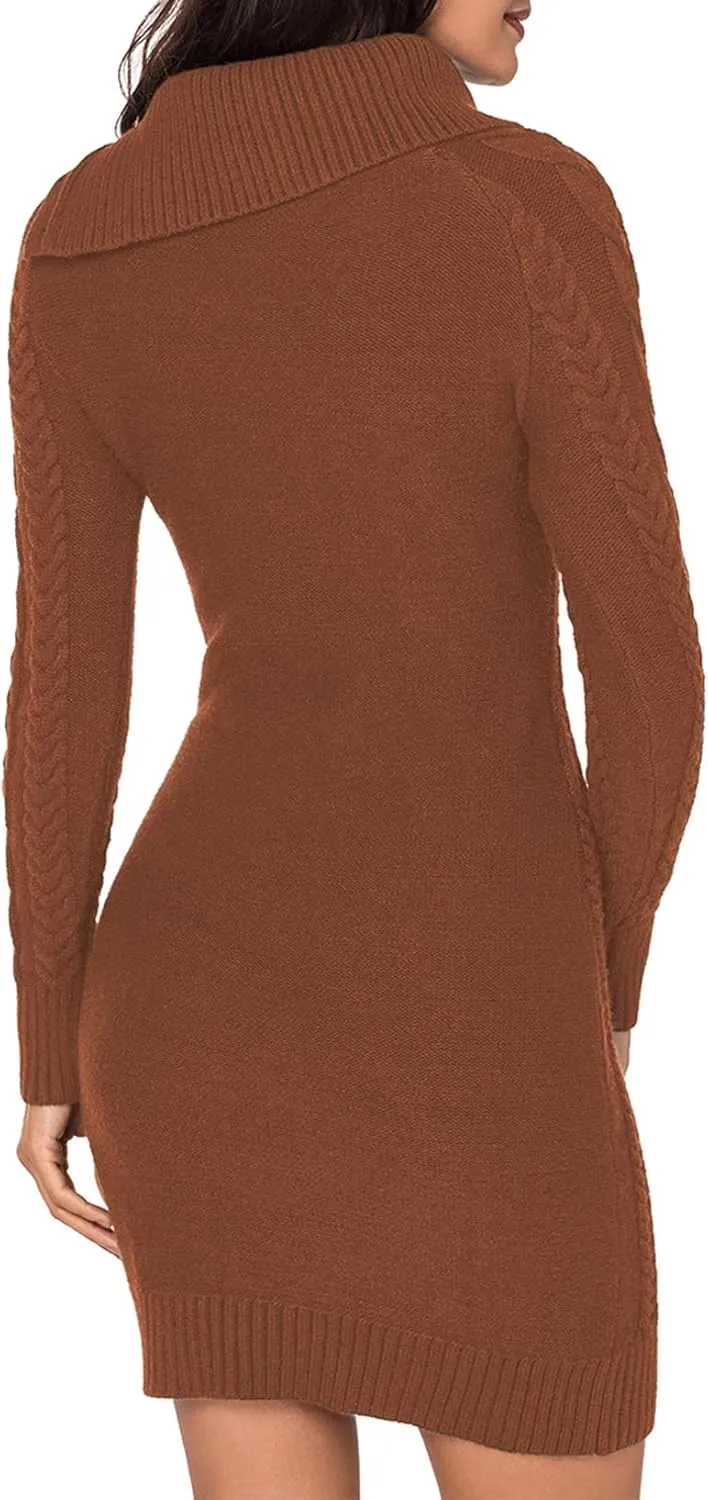 BLENCOT Womens Turtleneck Long Sleeve Elasticity Chunky Cable Knit Pullover Sweaters Jumper
