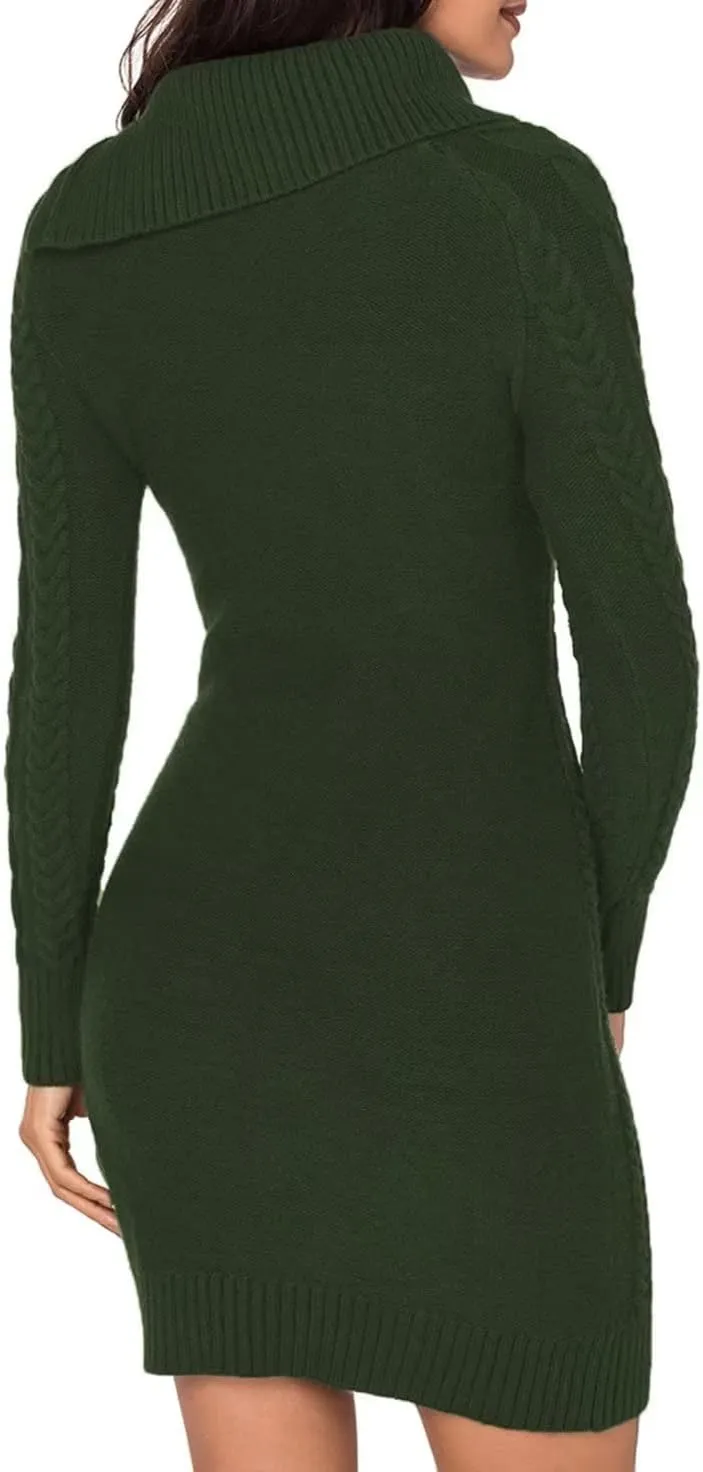 BLENCOT Womens Turtleneck Long Sleeve Elasticity Chunky Cable Knit Pullover Sweaters Jumper