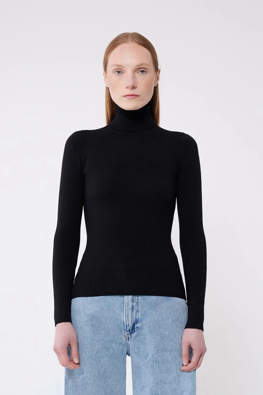 Coal Peachskin Long Sleeve Turtleneck