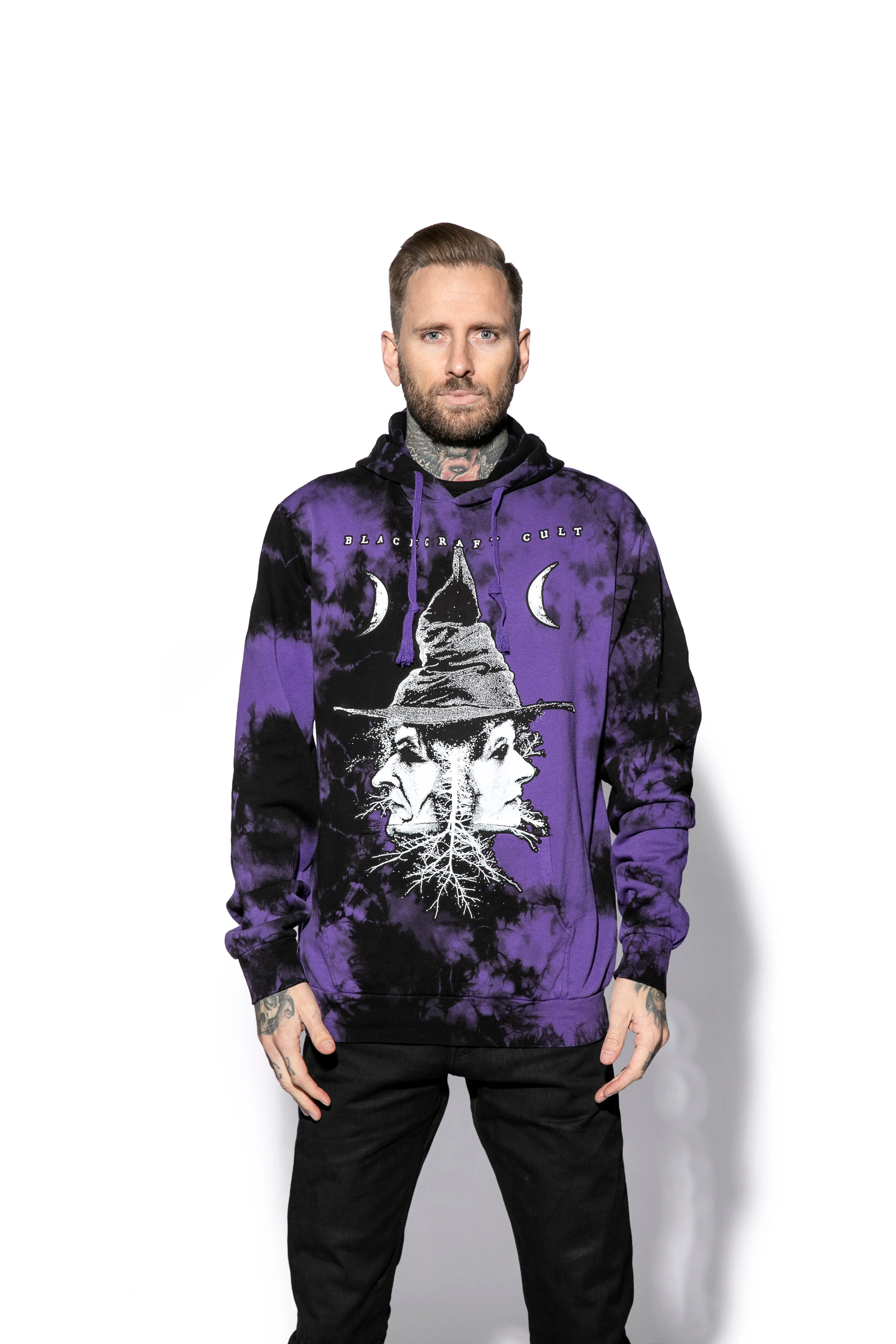 Stylish Purple Lightning Dye Hooded Pullover - Enhanced Title for E-commerce Product