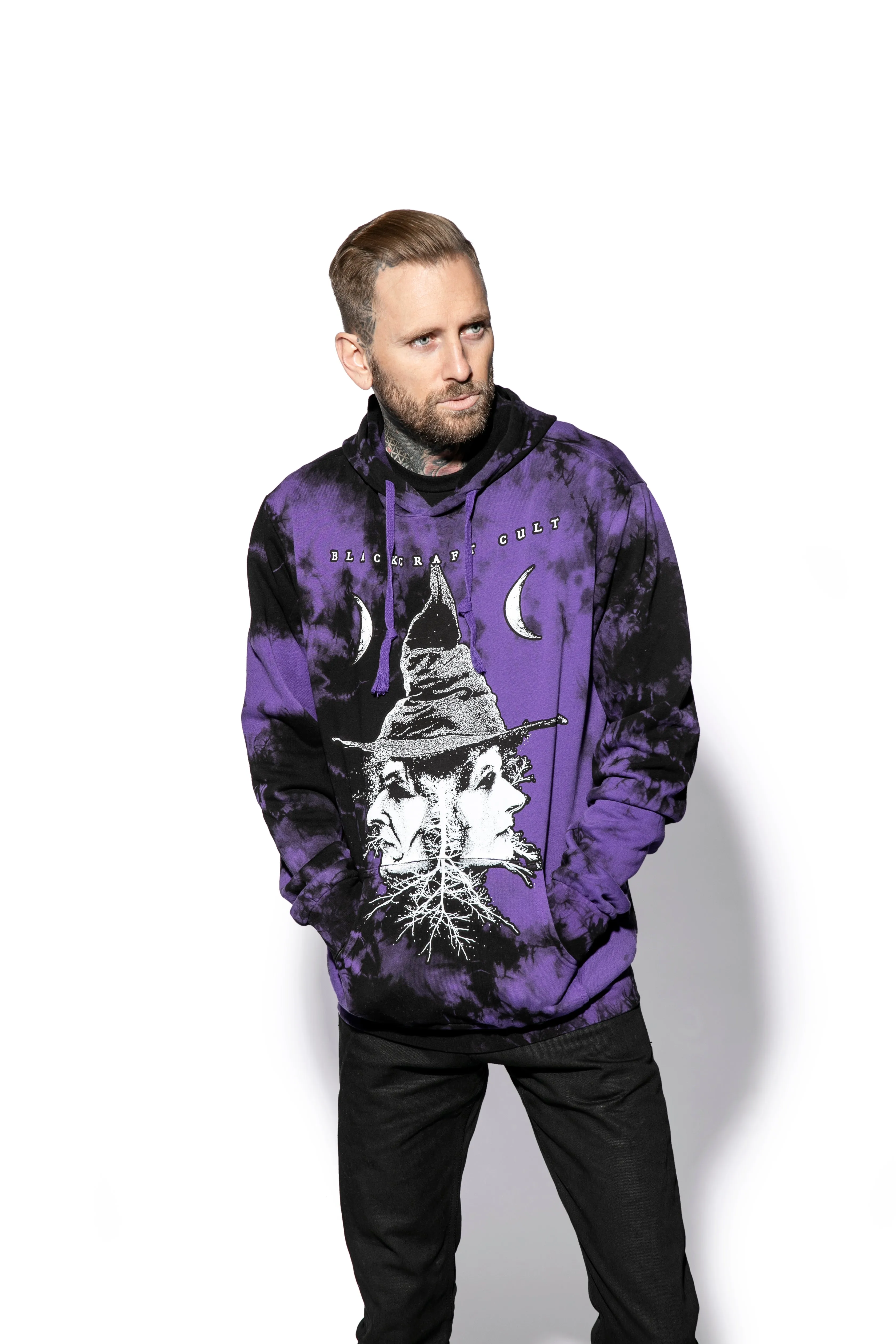 Stylish Purple Lightning Dye Hooded Pullover - Enhanced Title for E-commerce Product