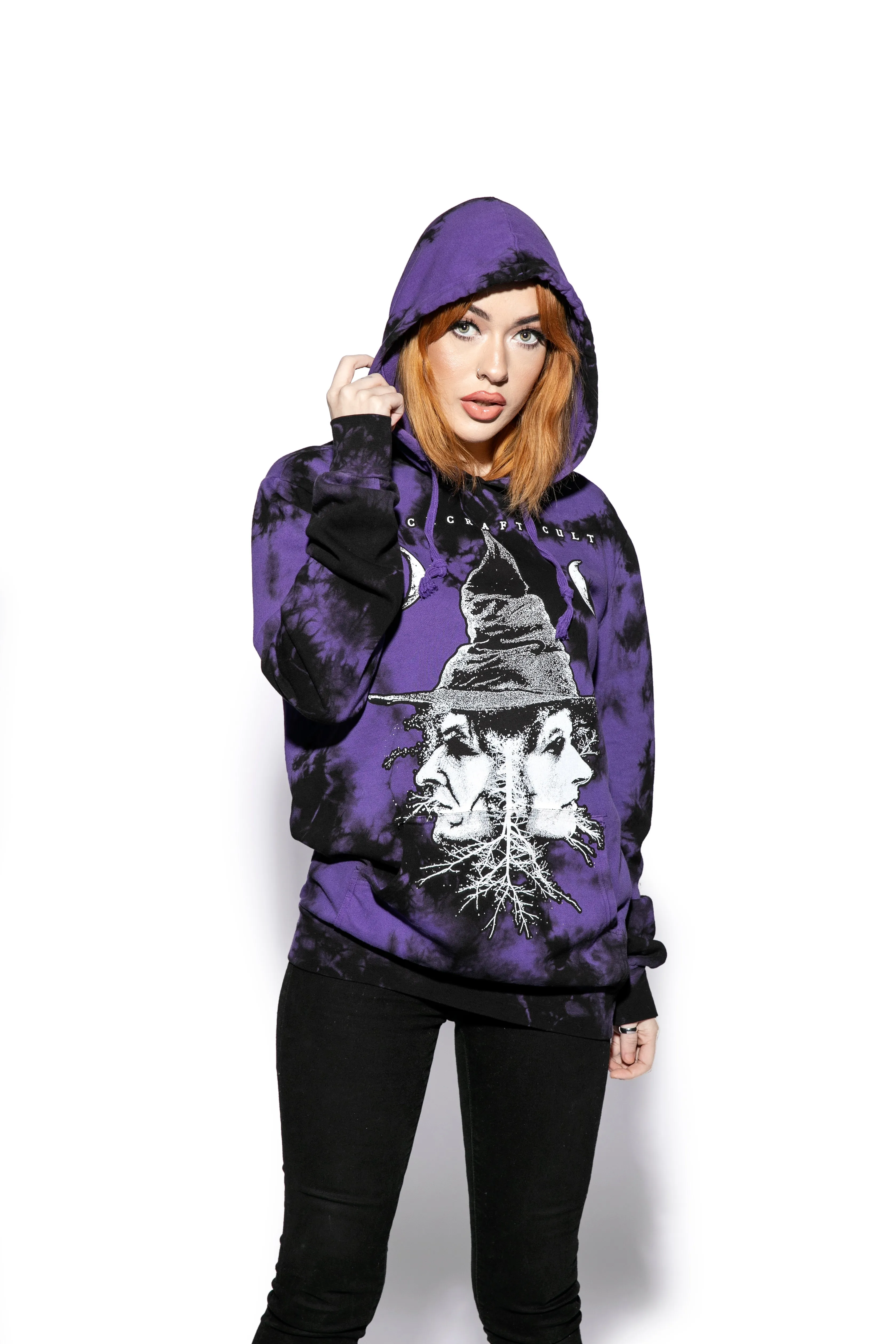 Stylish Purple Lightning Dye Hooded Pullover - Enhanced Title for E-commerce Product