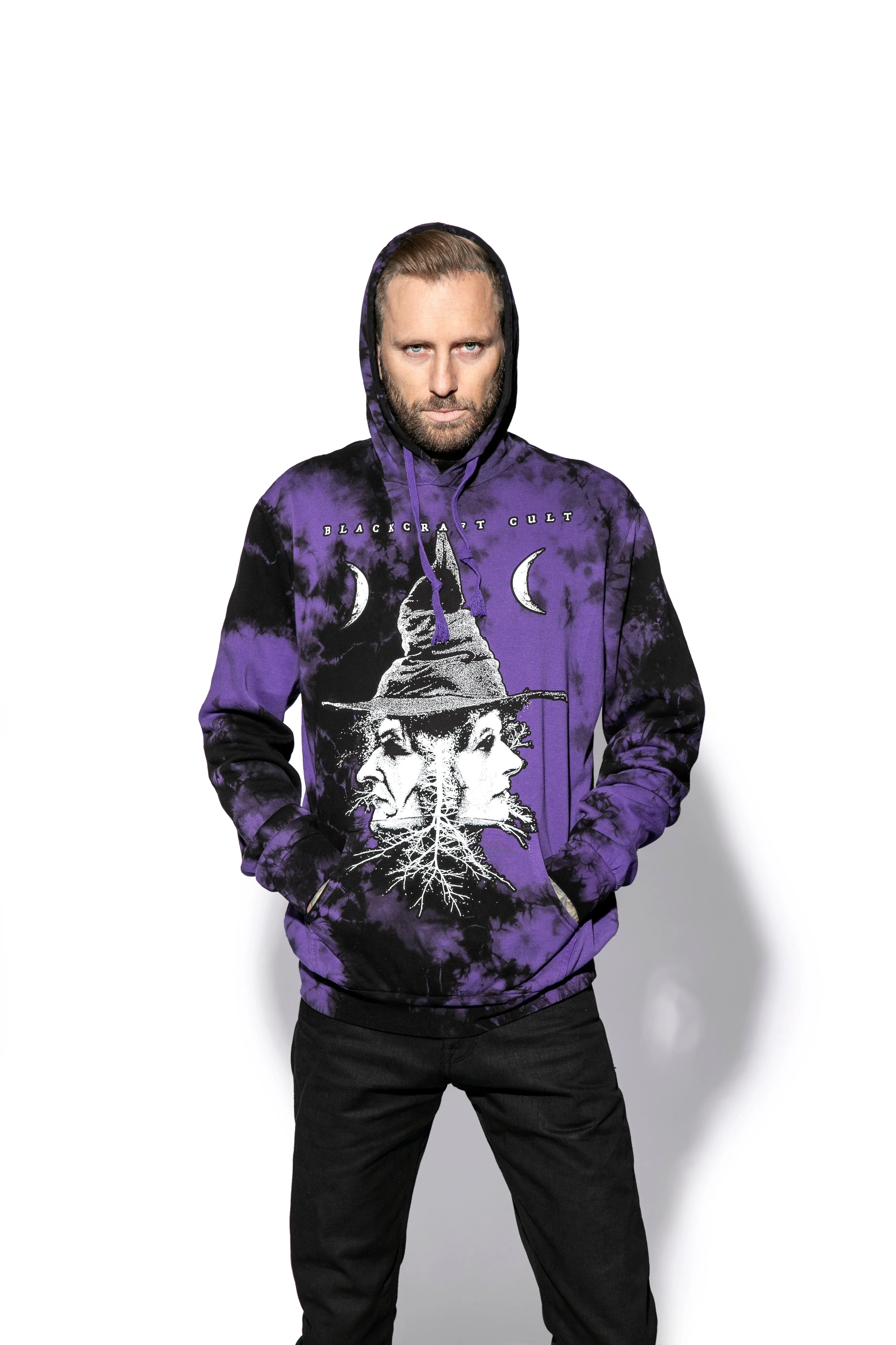 Stylish Purple Lightning Dye Hooded Pullover - Enhanced Title for E-commerce Product