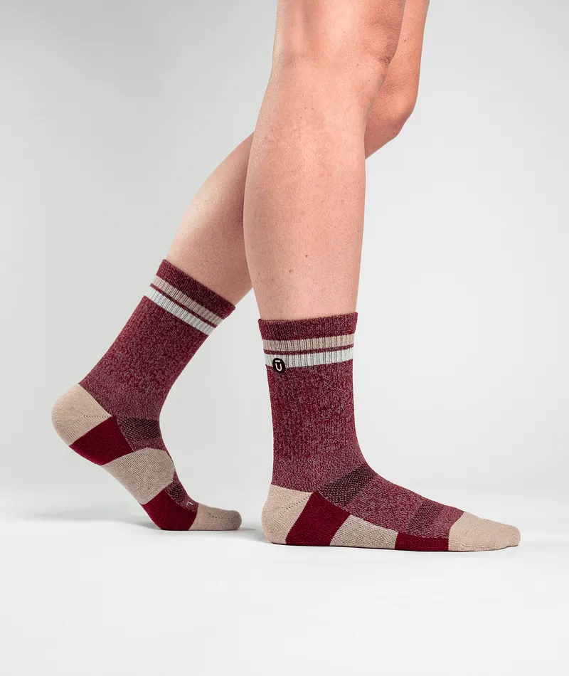 Premium Everyday Merino Crew Socks in Brick Red