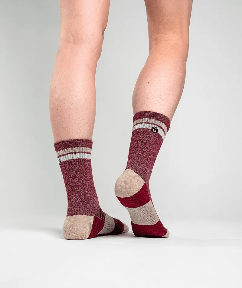 Premium Everyday Merino Crew Socks in Brick Red
