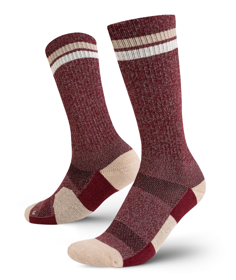Premium Everyday Merino Crew Socks in Brick Red