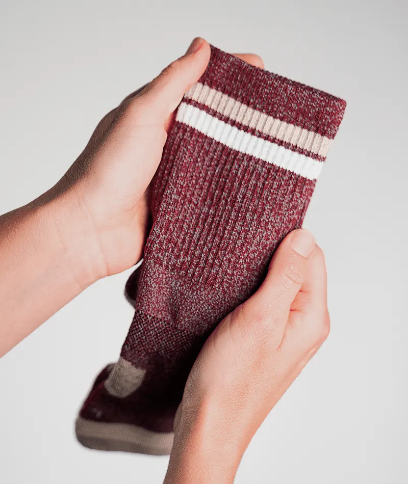 Premium Everyday Merino Crew Socks in Brick Red