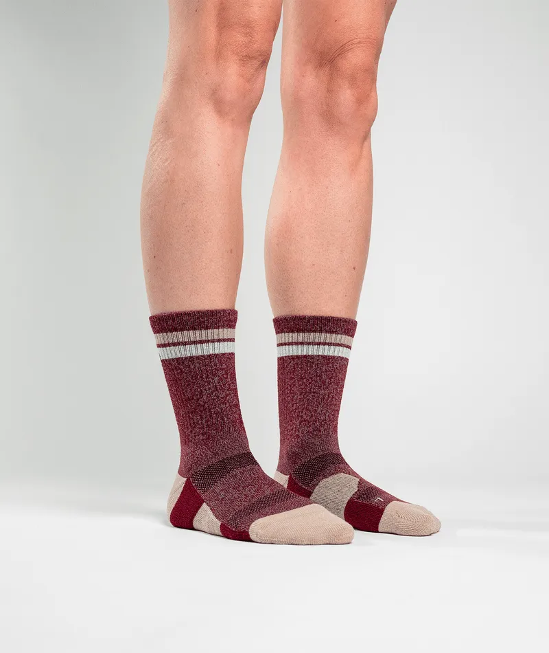 Premium Everyday Merino Crew Socks in Brick Red