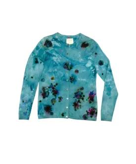 Galadriel Mattei Cardigan Fitted Constellations Lt. Teal with Multi