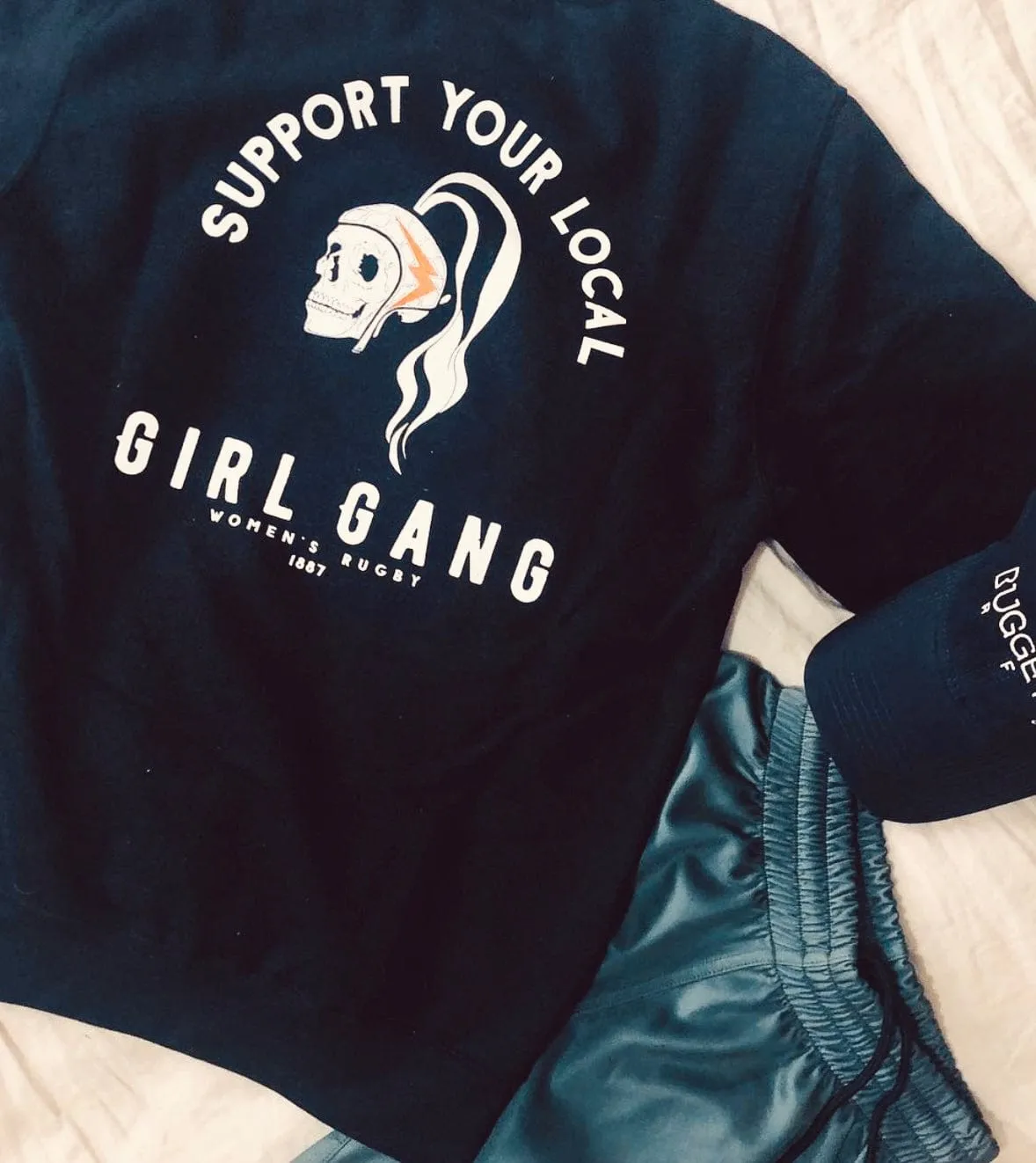 Here is an optimized title with modifiers for your e-commerce product: Cozy Girl Gang Graphic Crewneck Fleece Sweatshirt.