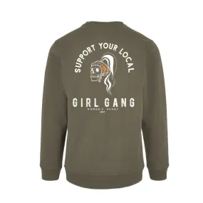 Here is an optimized title with modifiers for your e-commerce product: Cozy Girl Gang Graphic Crewneck Fleece Sweatshirt.