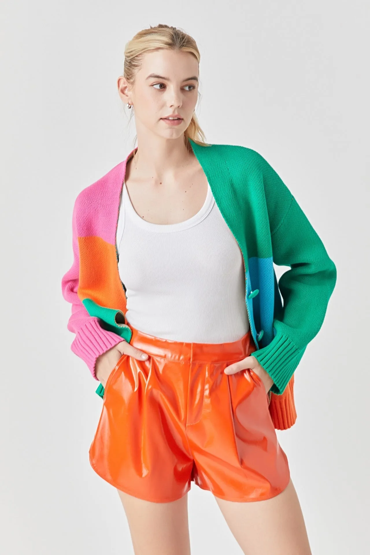 Grey Lab - Abstract Colorblock Cardigan