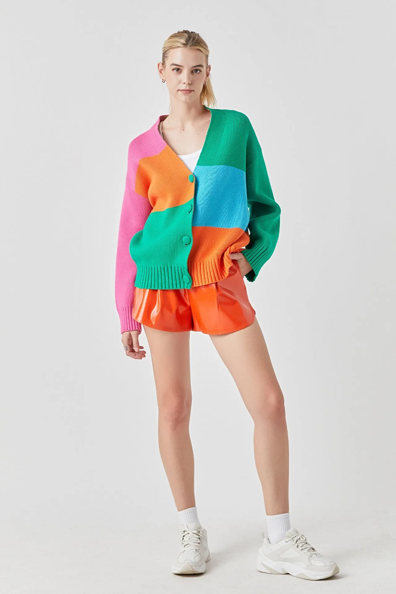 Grey Lab - Abstract Colorblock Cardigan