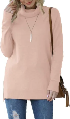 HWOKEFEIYU Women 2024 Fall Trendy Casual Sweater Turtleneck Long Sleeve Sweaters Pullover