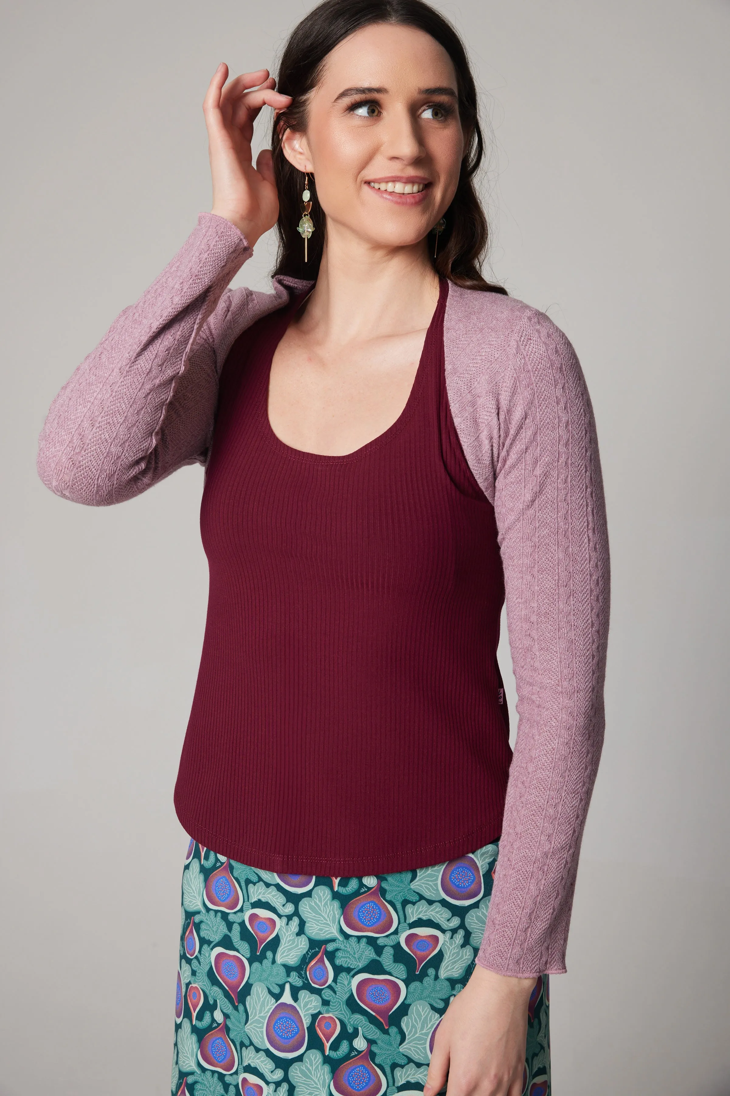Knit Short Cardigan - Mauve