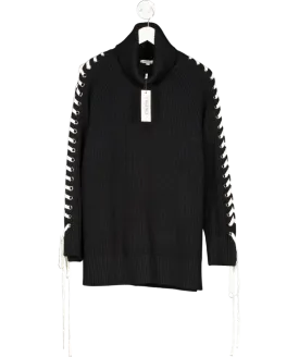 L'agence Black Nola Lace Up Turtleneck Sweater UK M
