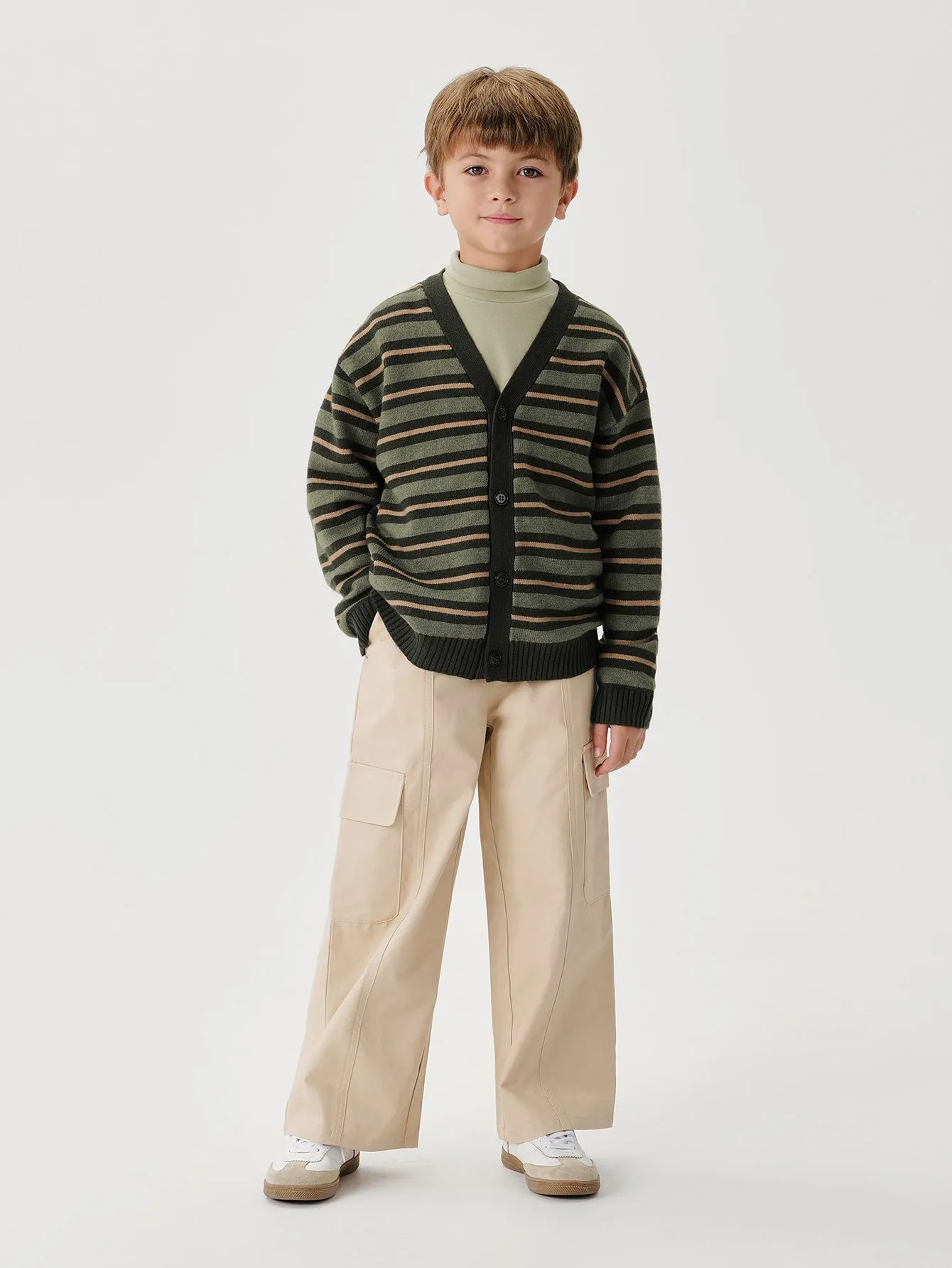 MARC & JANIE Boys Striped Knit Cardigan Button Down Loose Sweaters 241686