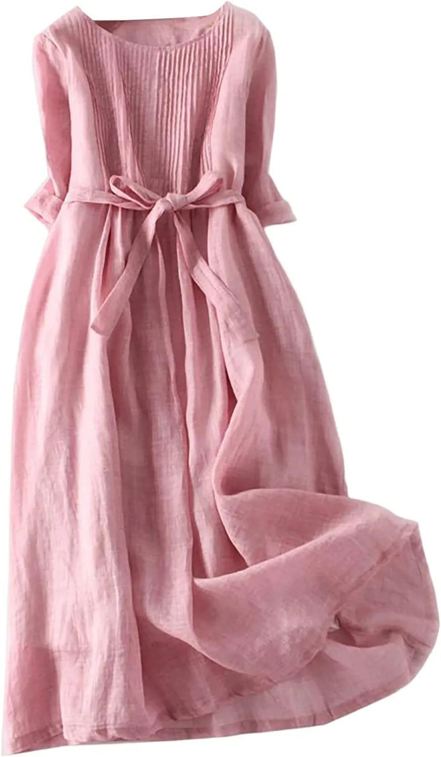 Maxi Dresses For Women 2025 Vacation Cotton Linen 2025 Maxi Button Plus Size A Line Dress Trendy 3/4 Sleeve Dress