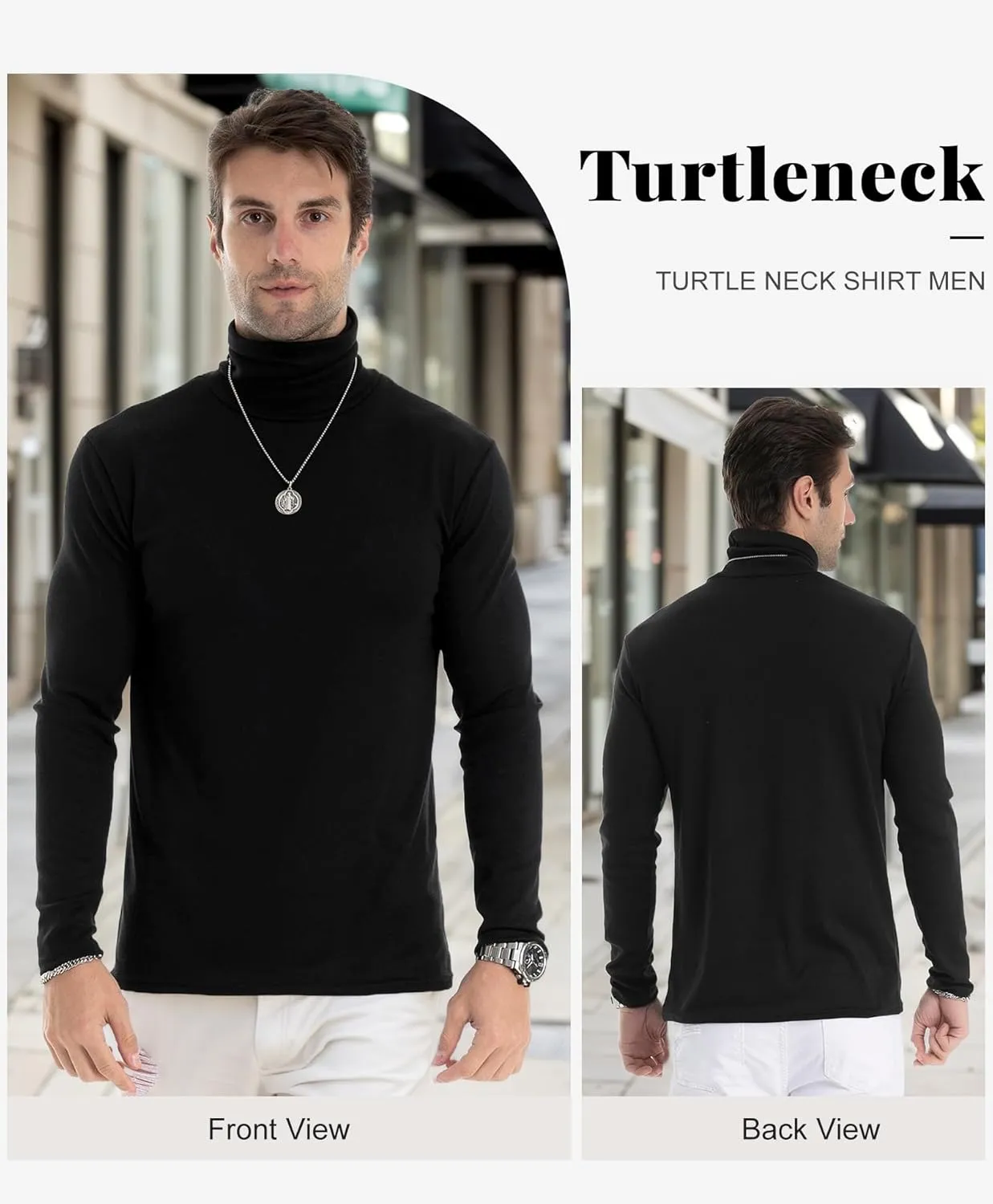Men Slim Fit Lightweight Long Sleeve Pullover Top Turtleneck T-Shirt