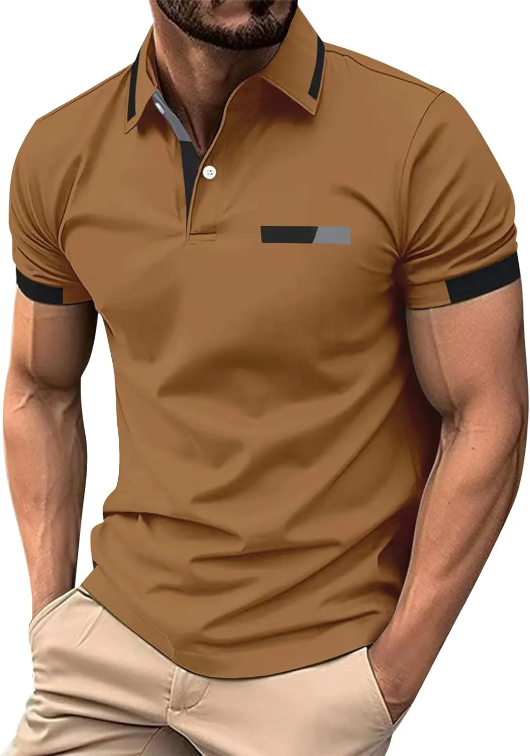 Men's Casual Polo Shirts 2025 Solid/Colo Short Sleeve Fashion Shirt Classic Striped Slim Fit Golf Tennis Tops