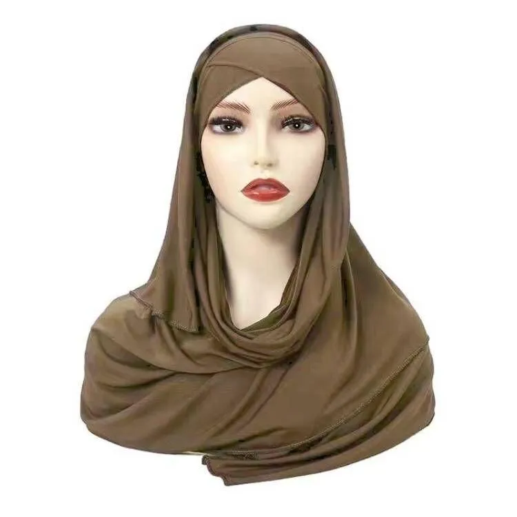 Solid Color Single-Layer Cross-Stretch Hijab - MH059
