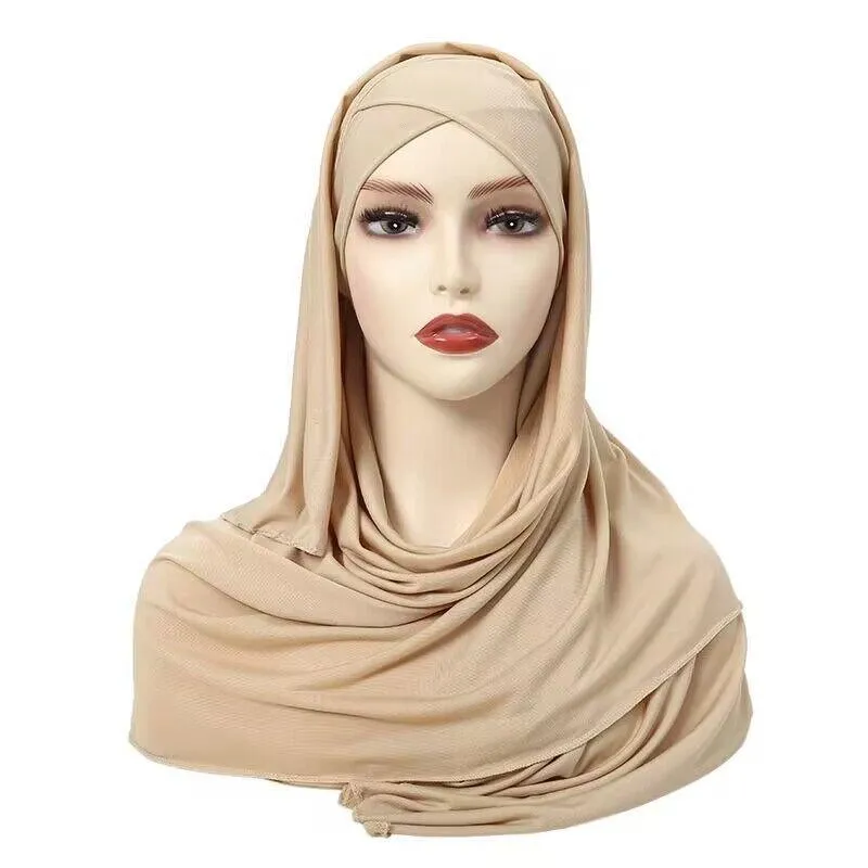 Solid Color Single-Layer Cross-Stretch Hijab - MH059