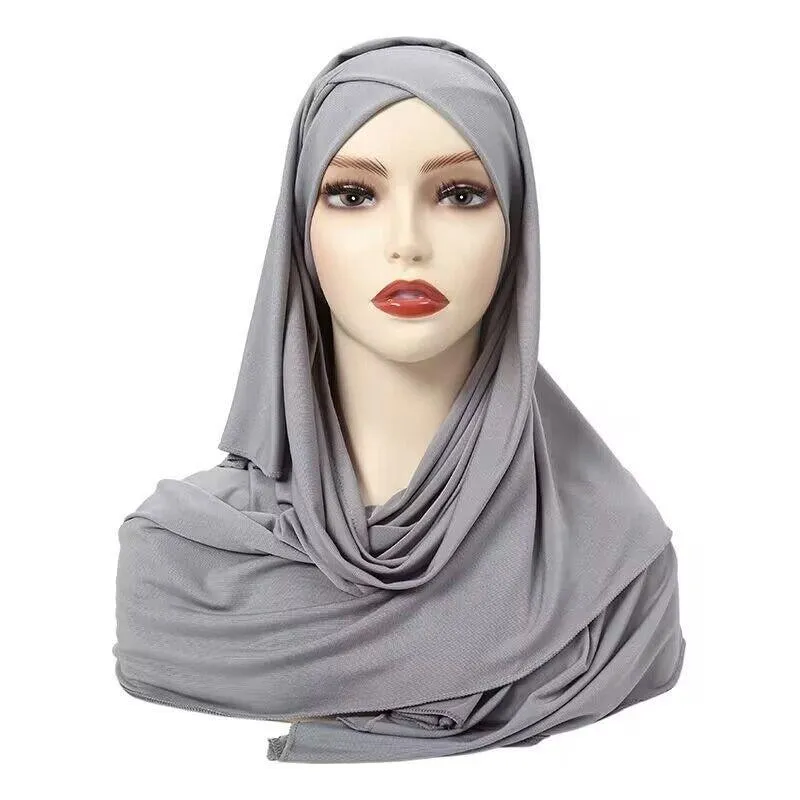 Solid Color Single-Layer Cross-Stretch Hijab - MH059