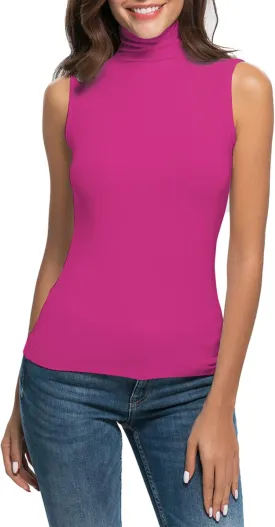Nasperee Women Sleeveless/Long Sleeve Mock Turtleneck Tank Tops Slim Fit Stretchy Layer Tee Shirts