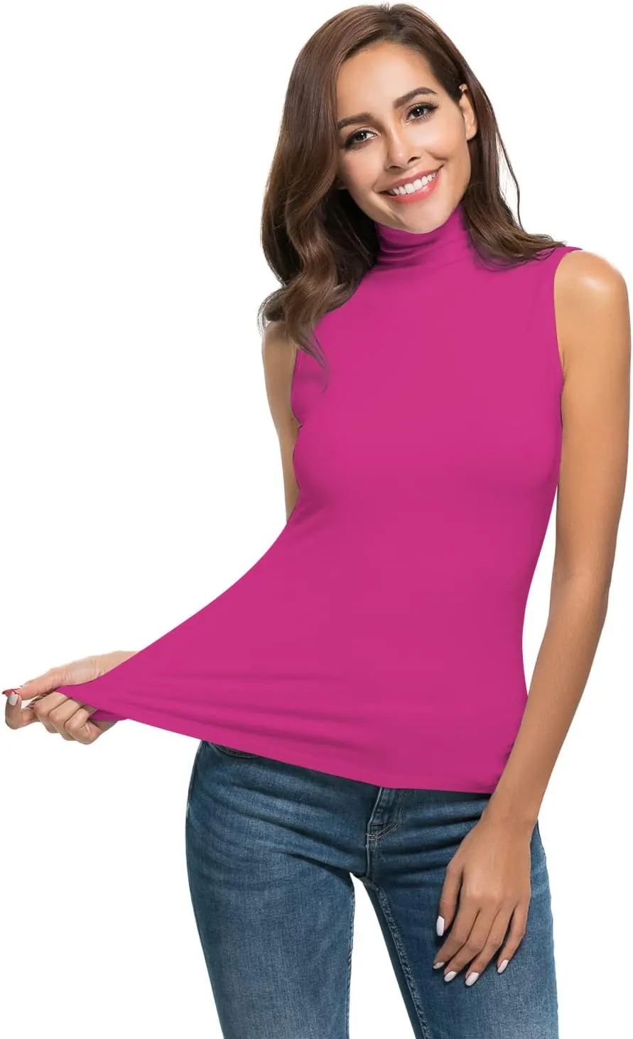Nasperee Women Sleeveless/Long Sleeve Mock Turtleneck Tank Tops Slim Fit Stretchy Layer Tee Shirts