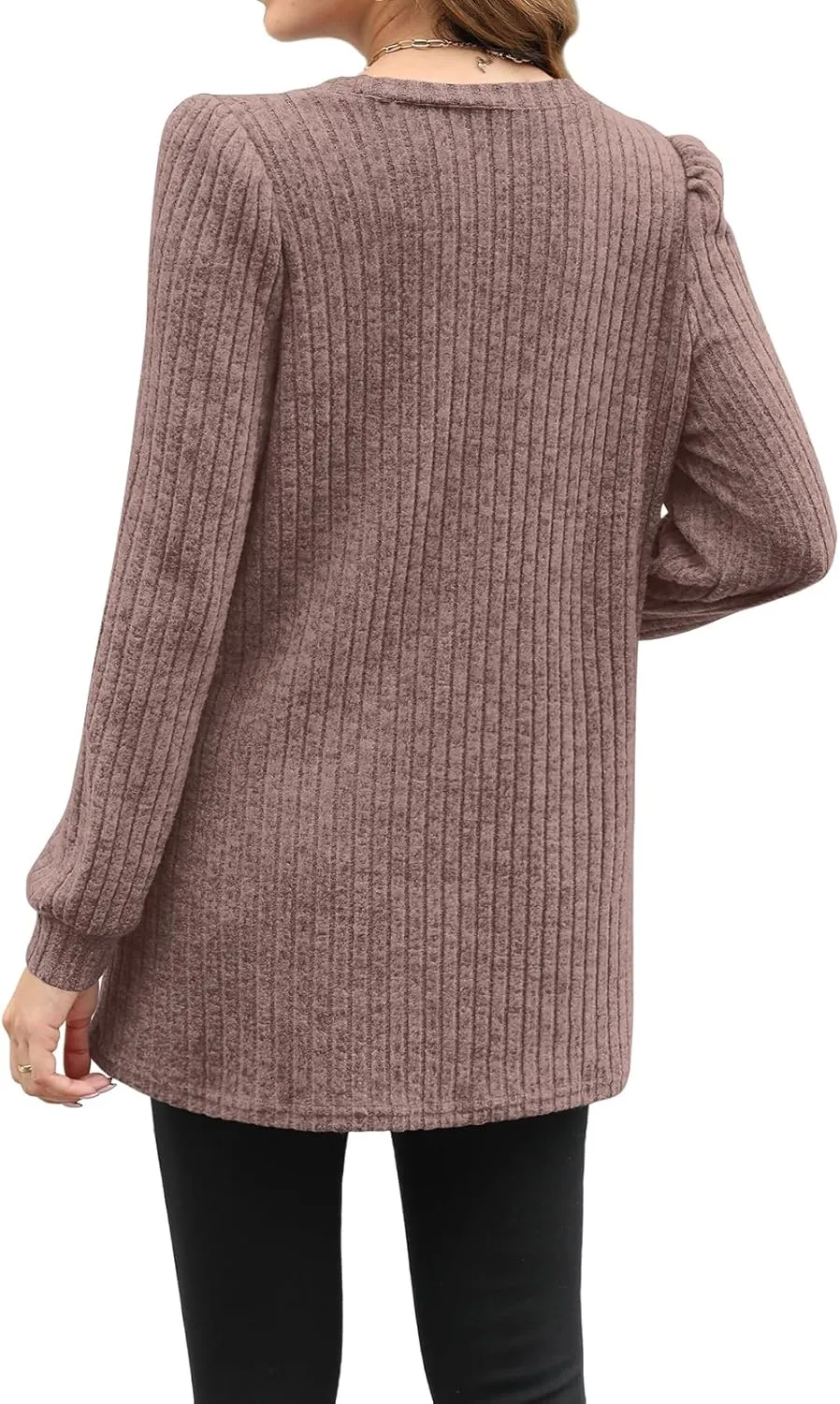 OFEEFAN Long Sleeve Shirts for Women Long Sweaters with Pockets Tunic Tops Loose Fit