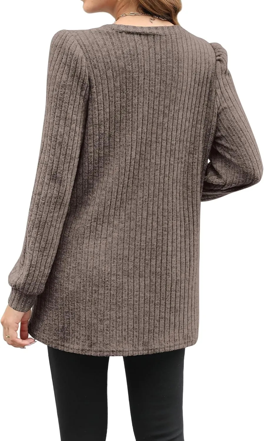 OFEEFAN Long Sleeve Shirts for Women Long Sweaters with Pockets Tunic Tops Loose Fit