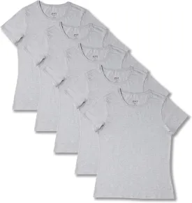 Pact Women's Organic Cotton Softspun Standard Fit Crew Neck T-Shirt, Pack of 5