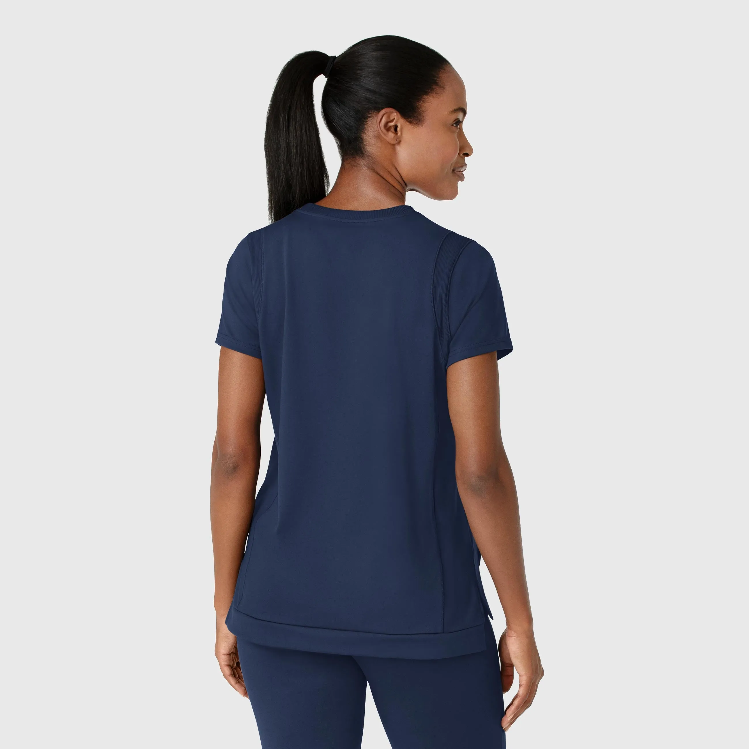 RENEW Knit Women's Flex-n-Reach Crew Neck Scrub Top - Navy