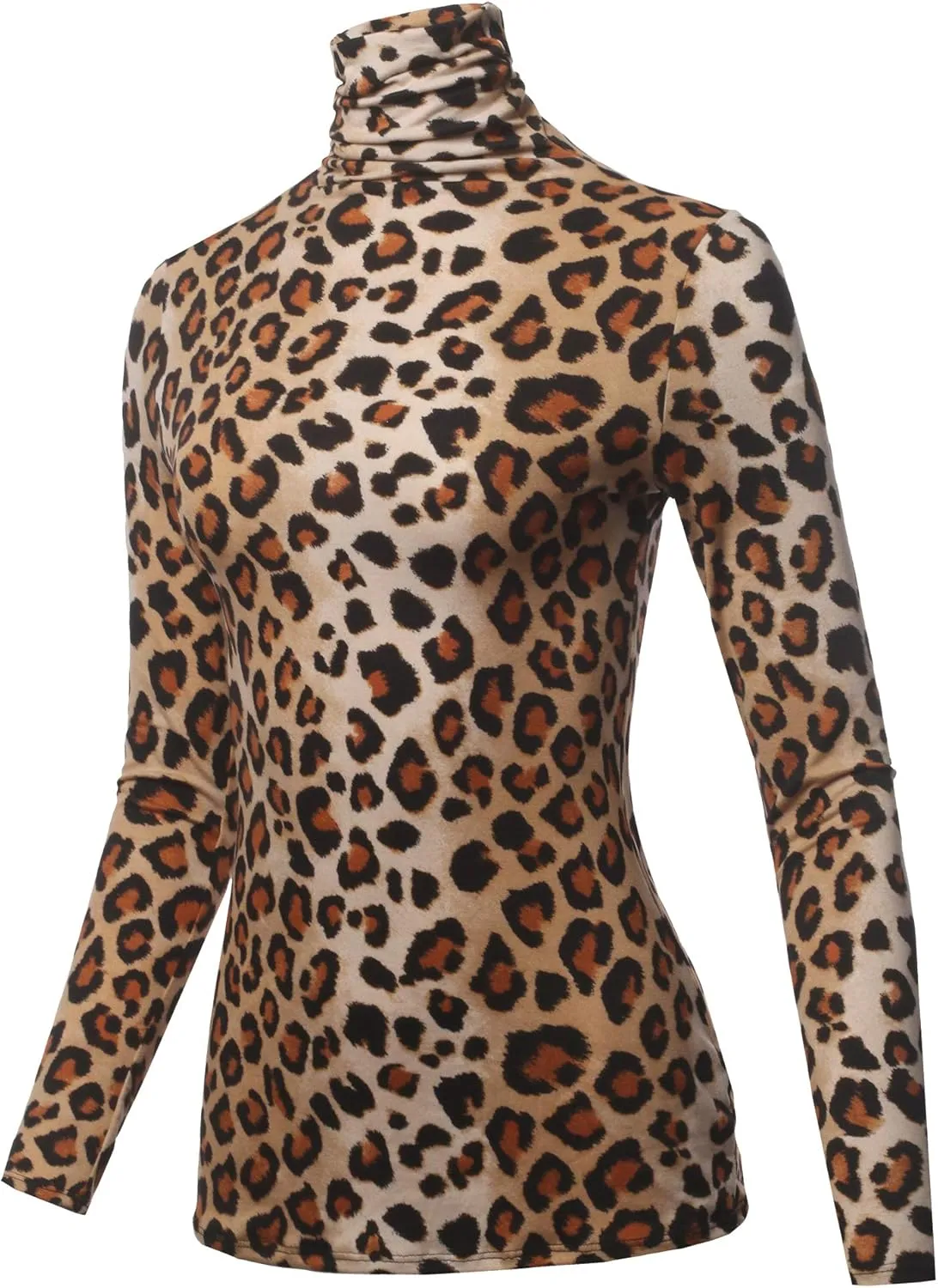 SSOULM Women's Slim Lightweight Long Sleeve Pullover Turtleneck Shirt Top with Plus Size