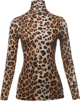 SSOULM Women's Slim Lightweight Long Sleeve Pullover Turtleneck Shirt Top with Plus Size