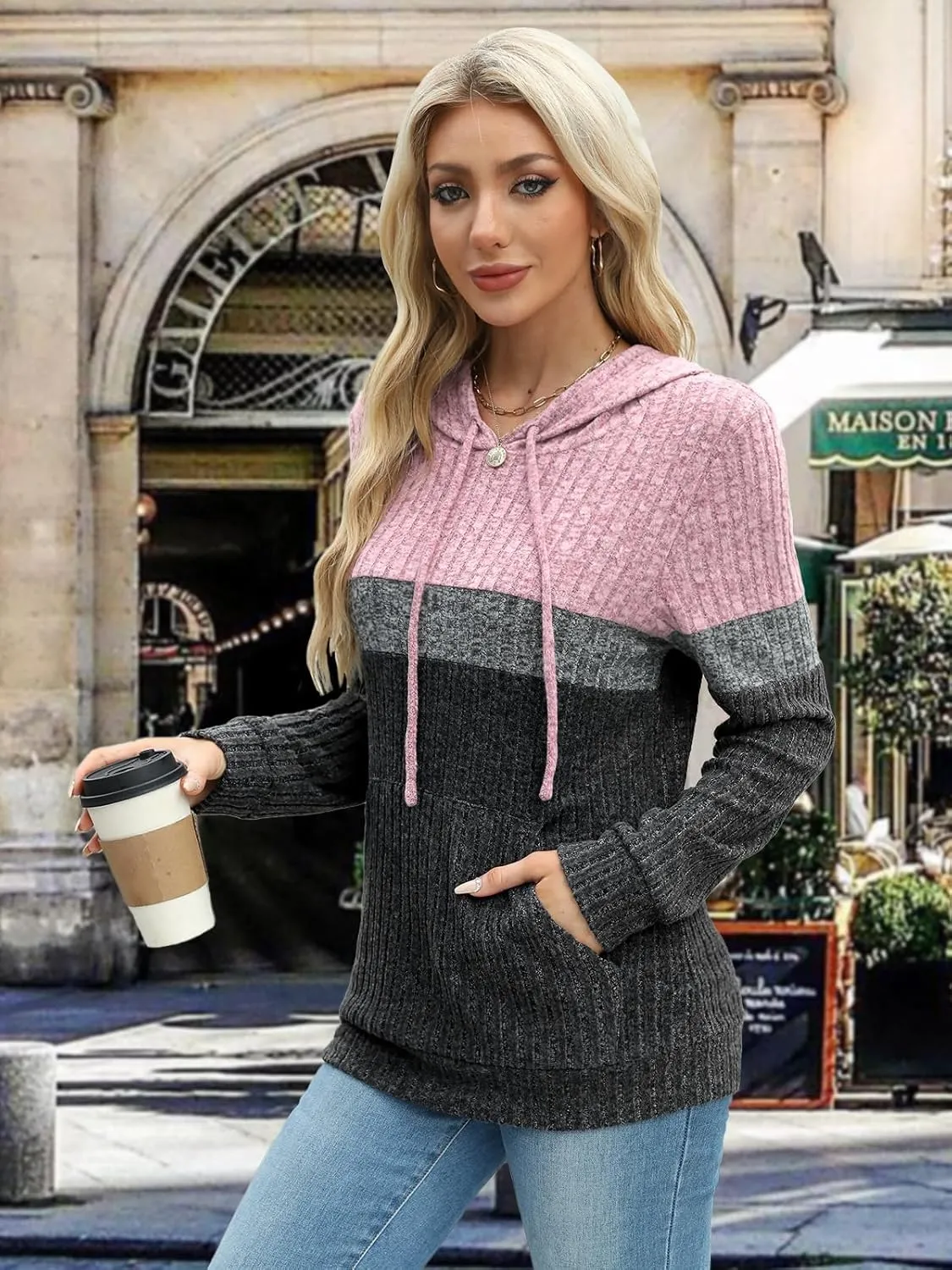 Sweaters for Women Fall Tops Long Sleeve Hoodie Ladies Sweatshirts Pullover Blouses Loose Casual Fashion Clothes