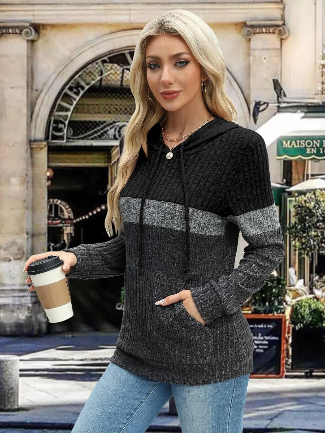 Sweaters for Women Fall Tops Long Sleeve Hoodie Ladies Sweatshirts Pullover Blouses Loose Casual Fashion Clothes