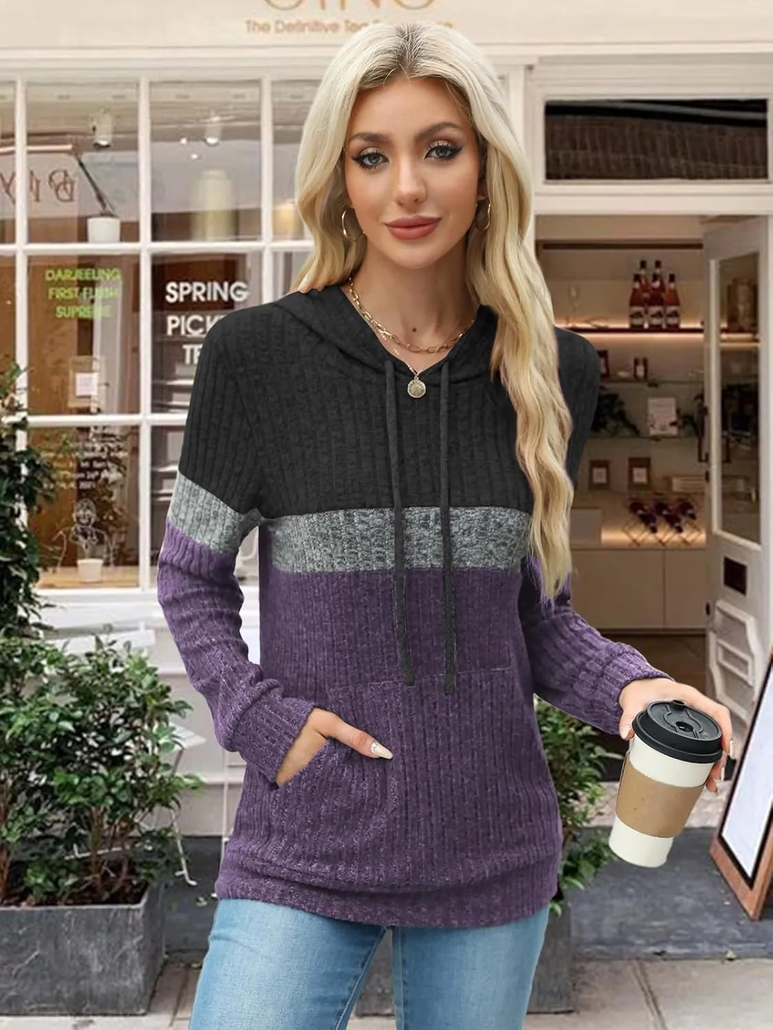 Sweaters for Women Fall Tops Long Sleeve Hoodie Ladies Sweatshirts Pullover Blouses Loose Casual Fashion Clothes