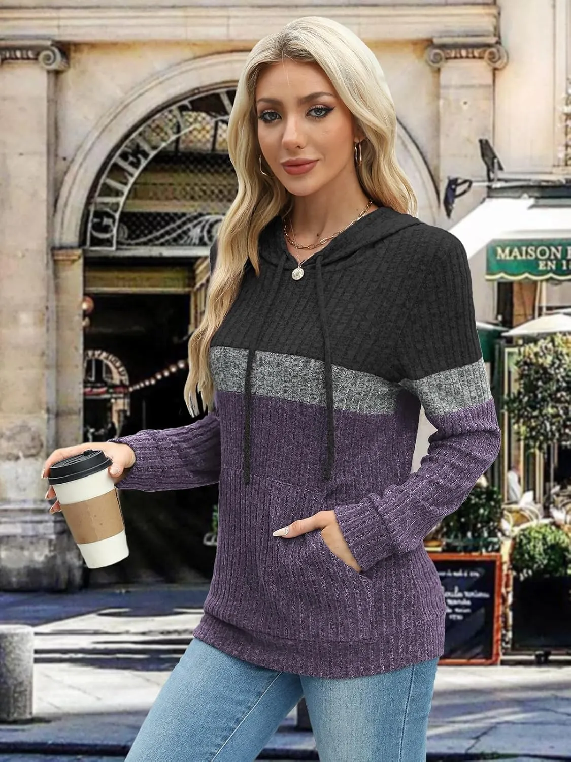 Sweaters for Women Fall Tops Long Sleeve Hoodie Ladies Sweatshirts Pullover Blouses Loose Casual Fashion Clothes