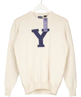 The Yale Bookstore Cream Cotton Crew Neck Sweater UK XXS