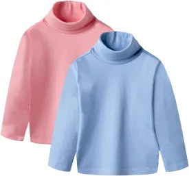 Toddler Baby Girl Boys Basic Solid Color Turtleneck T-Shirt Kid Cotton Long Sleeve Pullover Blouse Top