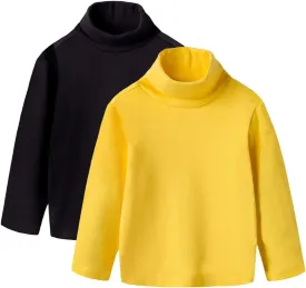 Toddler Baby Girl Boys Basic Solid Color Turtleneck T-Shirt Kid Cotton Long Sleeve Pullover Blouse Top
