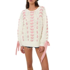 Toleet-Women Vintage Knitted Sweater Autumn Spring Long Sleeve Crew Neck Hollow Contrast Color Pullover Warm Sweater Y2K Kawaii Jumper