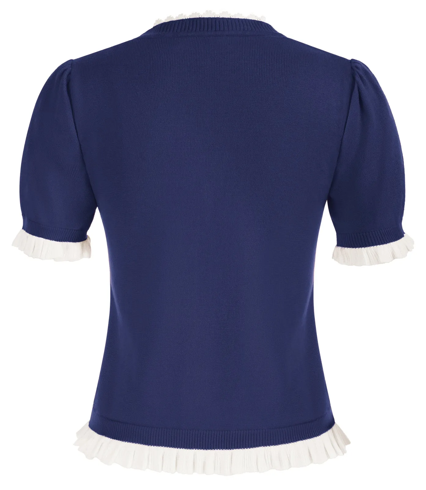 Vintage Contrast Color Cardigan Sweater Short Sleeve V-Neck Knitwear