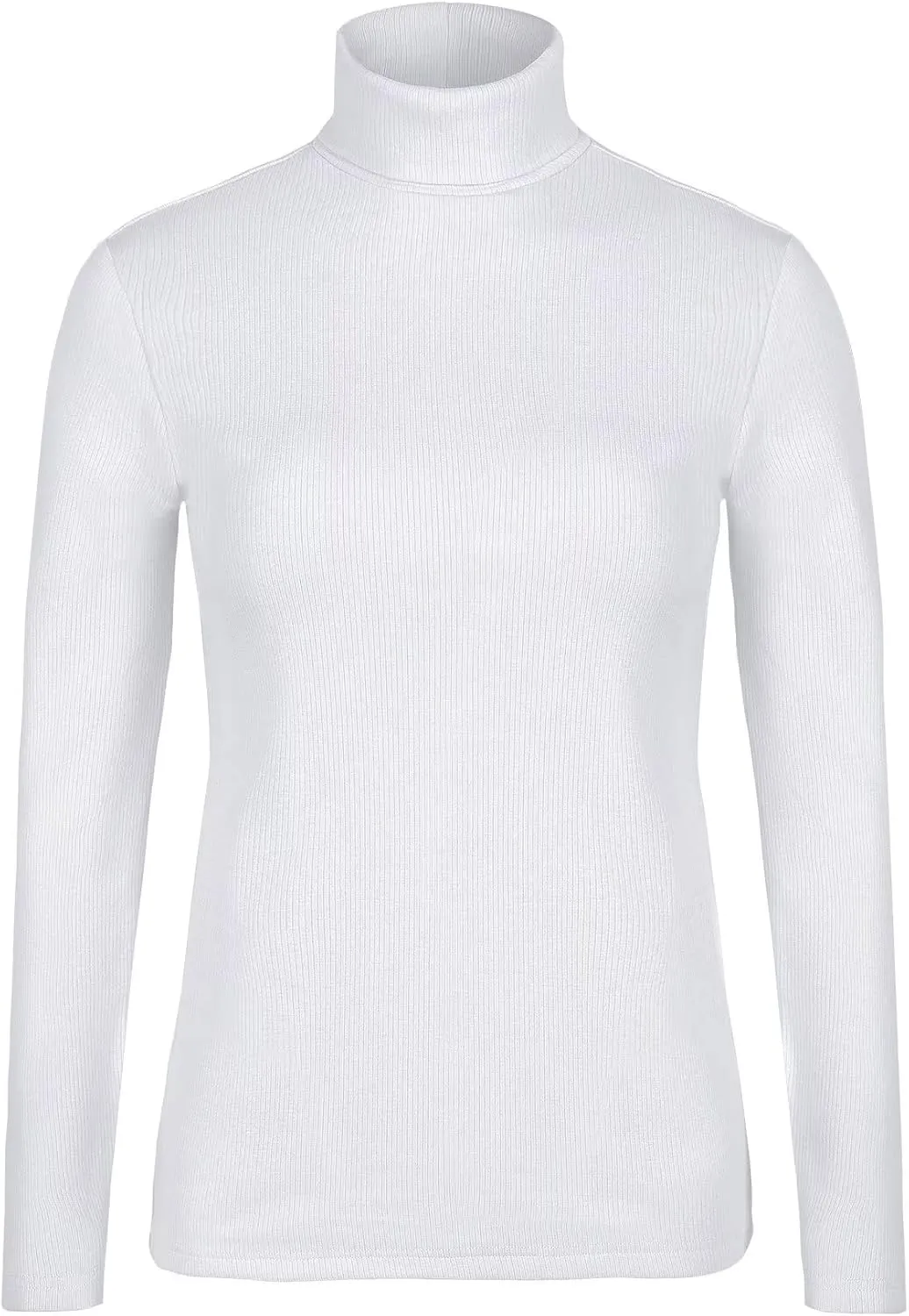 Women Turtleneck Long Sleeve Ribbed Fitted Thermal Base Layer Top