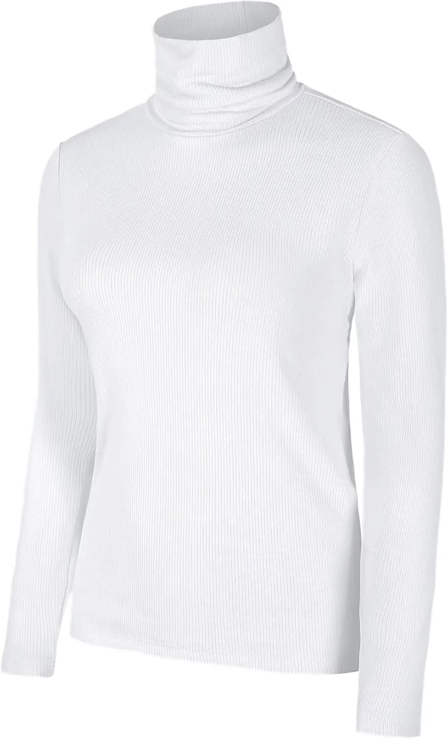 Women Turtleneck Long Sleeve Ribbed Fitted Thermal Base Layer Top
